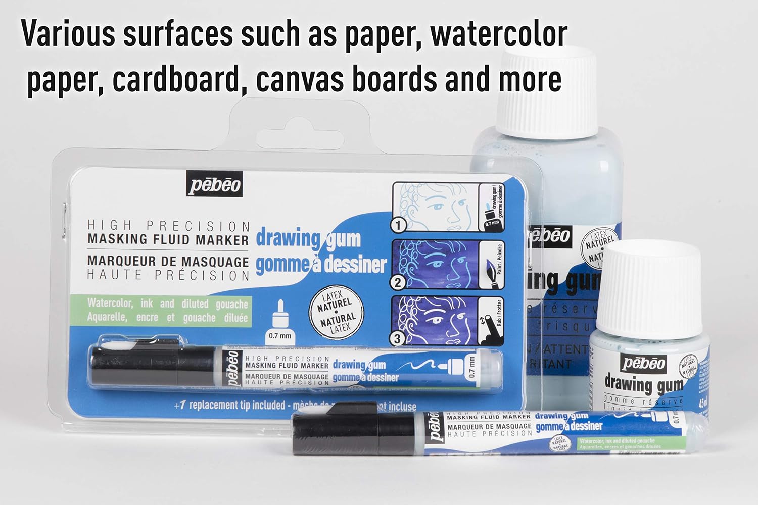 Pebeo Easy Peel Liquid Latex Masking Fluid - Drawing Gum - Dries Quickly - For Ink - Watercolor - Gouache Painting & Illustration - Fine Arts & Crafts Supplies - 45ml Bottle - Image 2